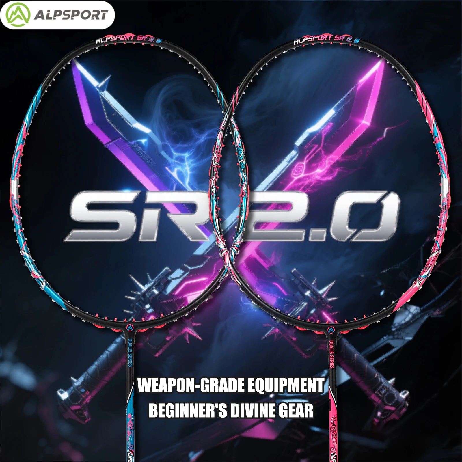 ALP SR2.0【Dual Color Racket】9U 54g T800 Full Carbon Badminton Racket G5 30LBS Ultra Light Offensive Training ALPSPORT