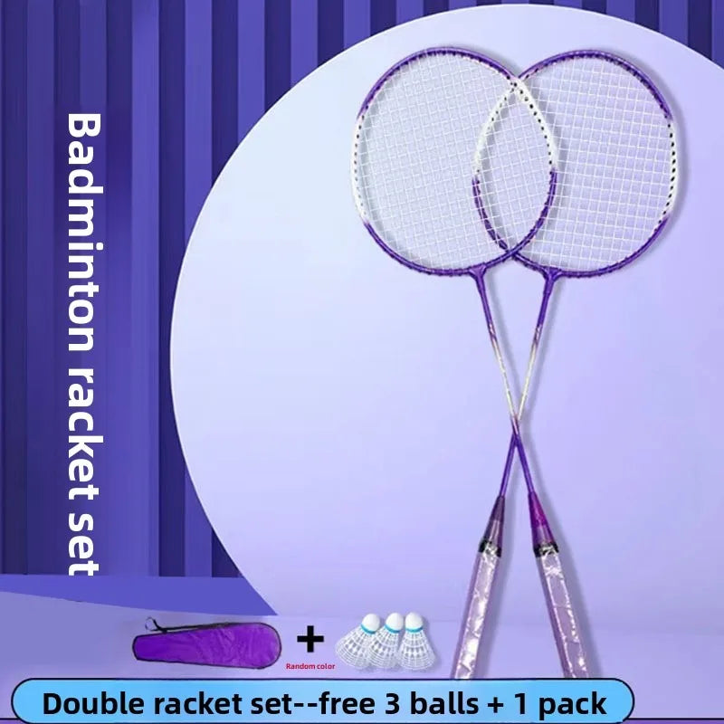 Badminton Racket Set with 3 Shuttles Adult Youth Family Recreation Practice Training Gear Multiple  Fun Sporty Kit